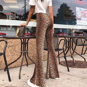 Leopard print flares